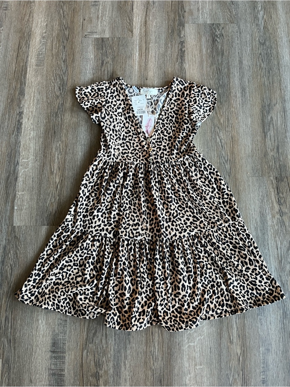 Jessica Simpson Leopard Print Tiered Mini Dress - Tan & Black